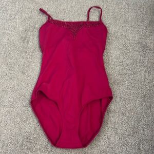 Dark pink leotard with beaded detail
